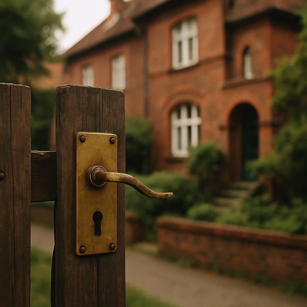 Furtka ogrodowa domu bliźniaczego na osiedlu Księże Wielkie we Wrocławiu