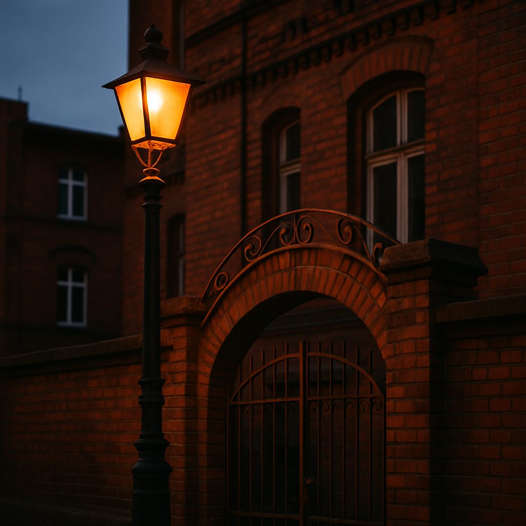 Zarządca wspólnoty Księże – wieczorny widok na bramę wrocławskiej kamienicy