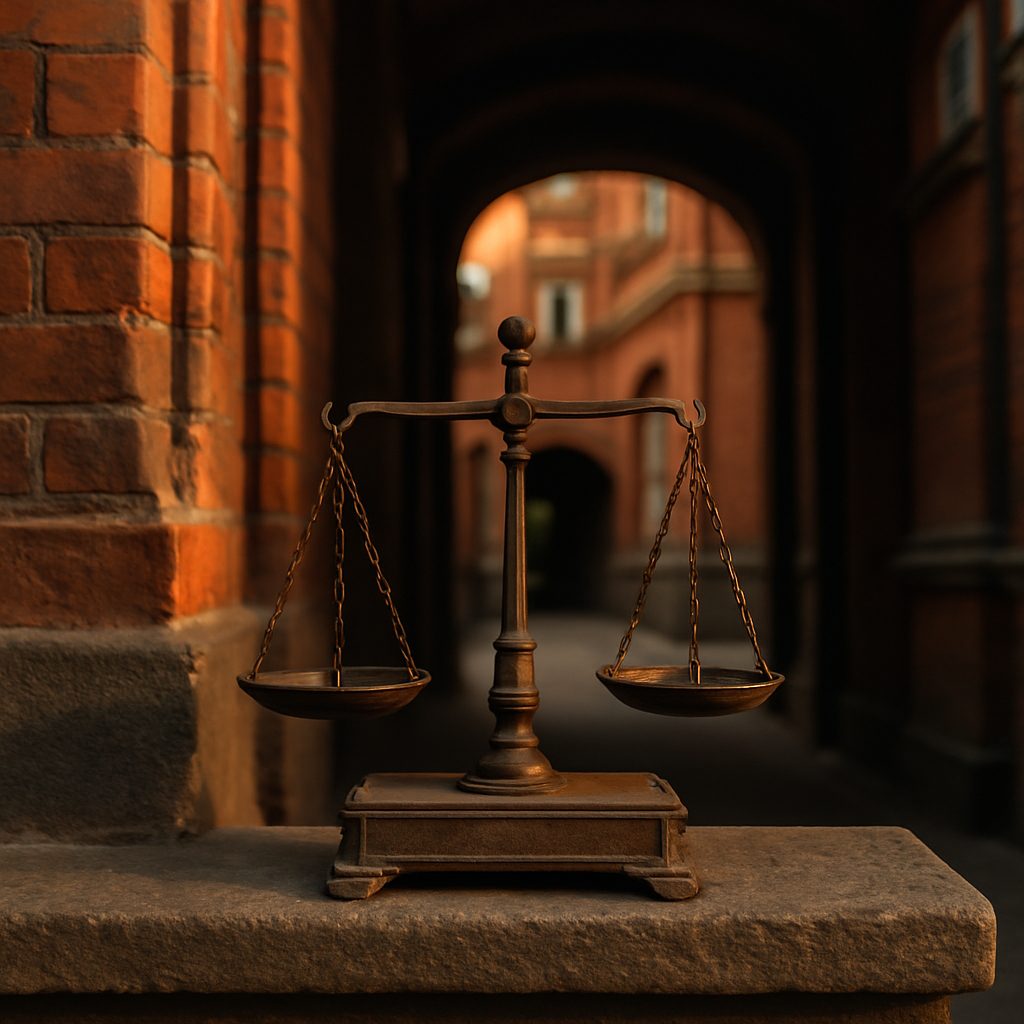 Stara waga szalkowa symbolizująca porównanie kosztu zarządcy sądowego i zwykłego zarządcy nieruchomości