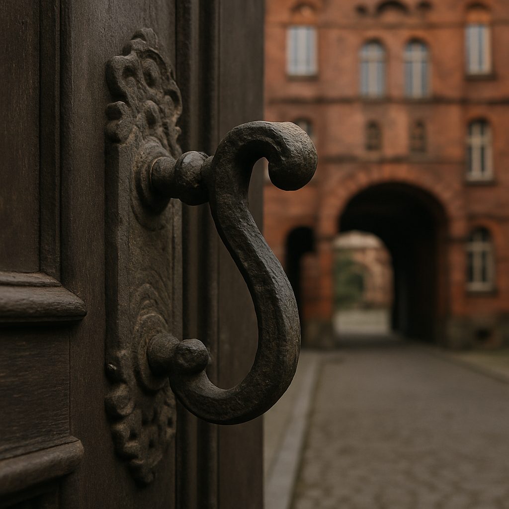 Zarządca nieruchomości Wrocław Brochów – stara klamka drzwi wejściowych do kamienicy
